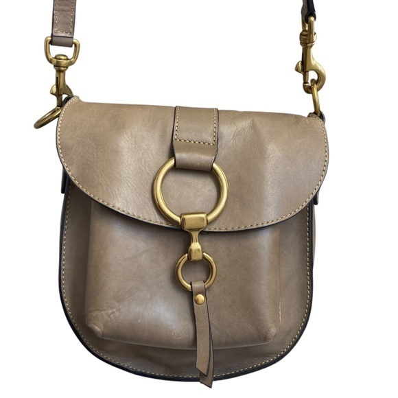 Frye brown taupe flap saddle messenger crossbody bag - Picture 1 of 12